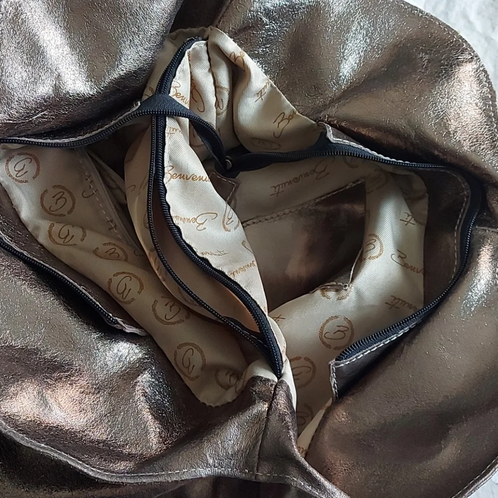 Benvenuti gold Italian leather bag - Picture 5 of 12